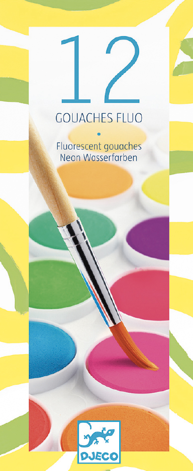 Kleuren - 12 pastilles de gouaches Fluo
