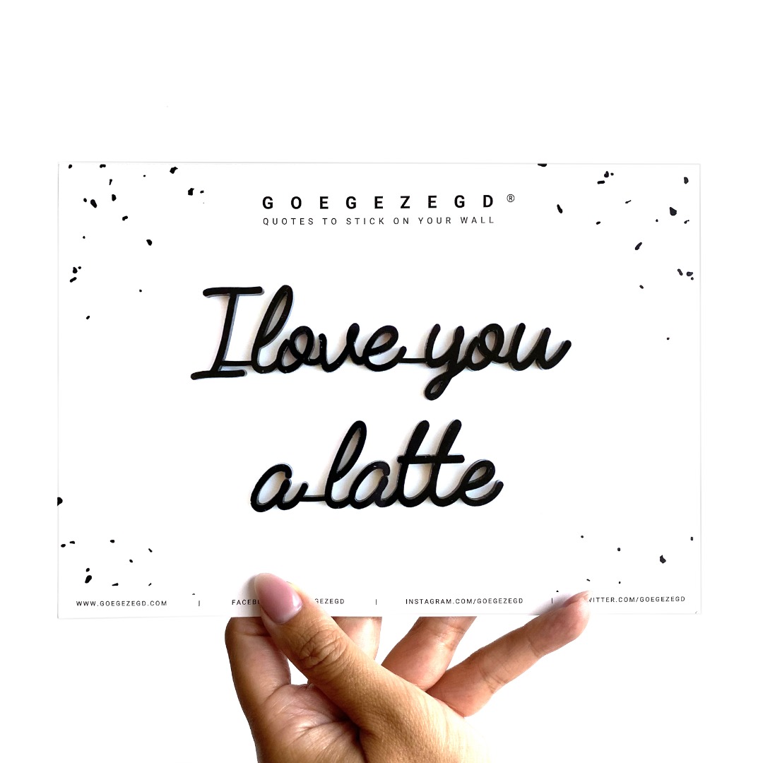 self-adhesive quote - I love you a latte - black