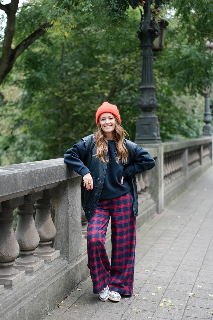 Sam Pants Red Navy Check